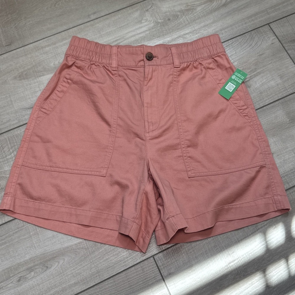 Gap Women Shorts‎ Coral 4 Tall Cotton Blend Khaki 5.5" NEW Elastic Waist Comfort